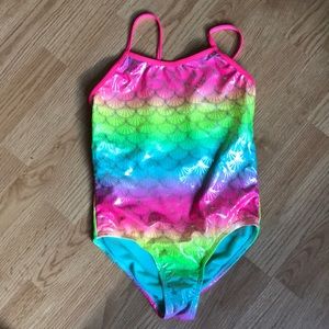 Wonder Nation mermaid scale pattern swimsuit, one piece, girls 7/8 medium